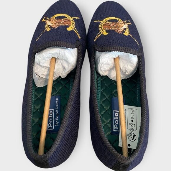 Polo Ralph Lauren Paxton Equestrian Needlepoint Slipper Loafer Mens size 12 New - Picture 6 of 12